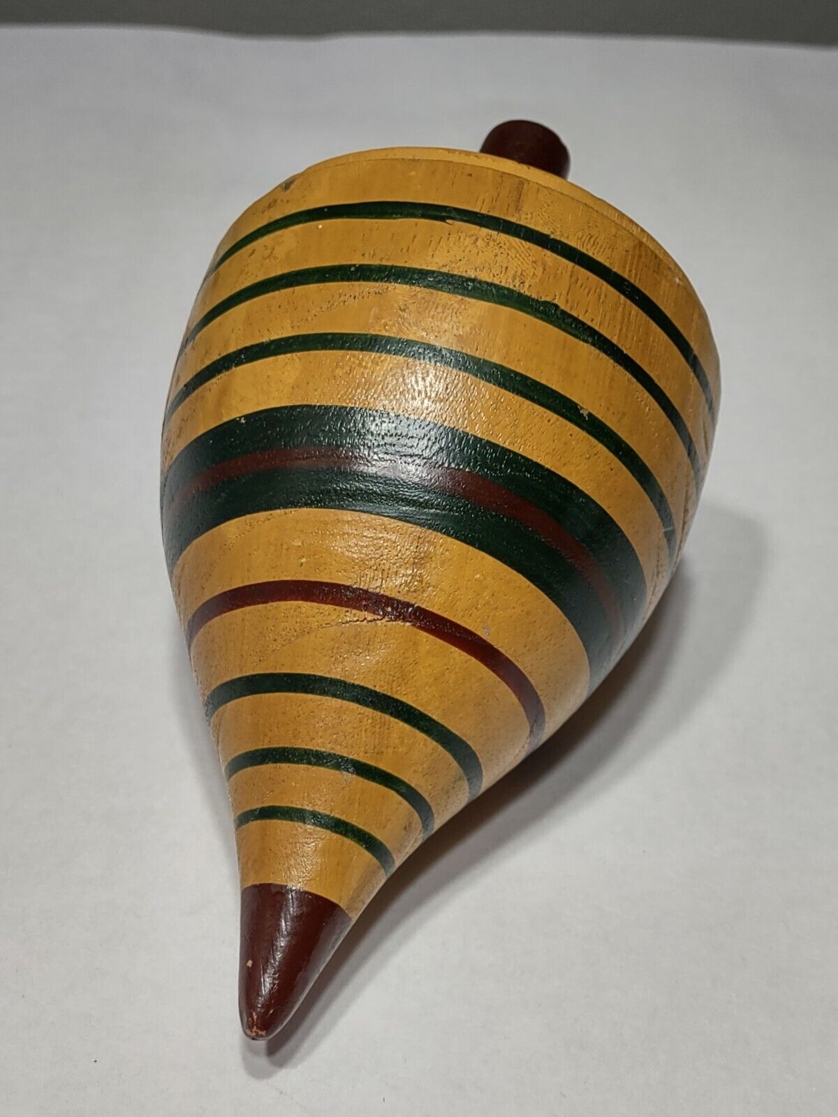 Folk Art Antique Large Wooden Toy Spinning Top - Late 1800s To Early 1900s