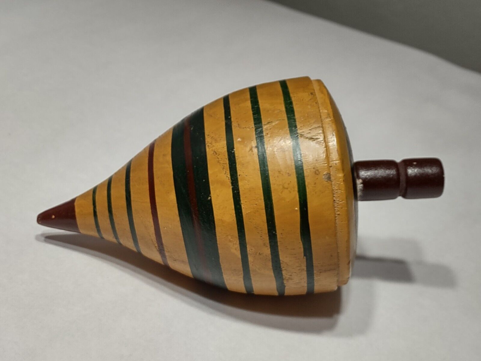 Folk Art Antique Large Wooden Toy Spinning Top - Late 1800s To Early 1900s