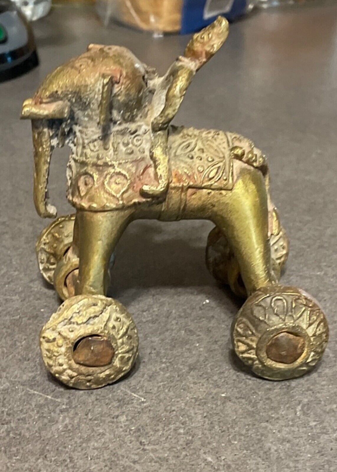 Early 19th Century Indian Brass Elephant Temple Toy, Vintage, Authentic. 5 Lbs.