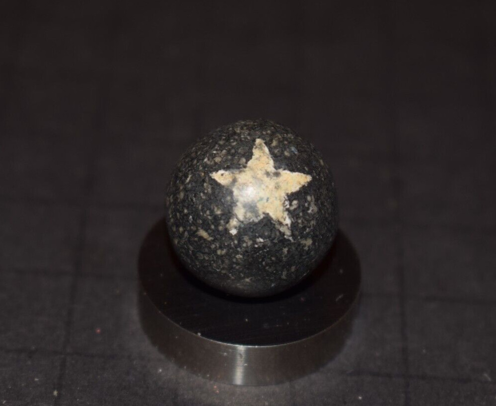 Victorin Era 1800's Antique Toy Star Fired Clay Marble Size .781"=25/32" VGC