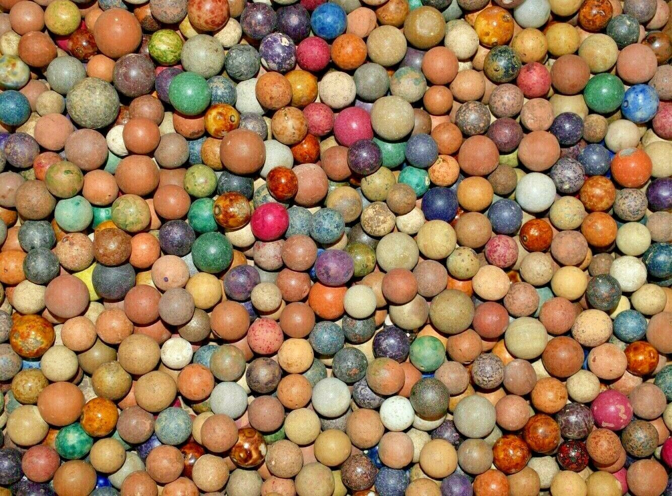 Antique 1800s Pre-Civil War era Clay Marbles Lot of 4 Size .500=1/2" + or - Mint