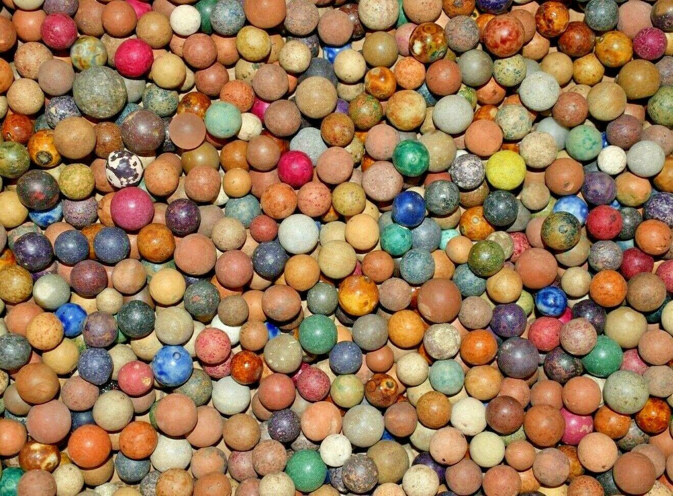Antique 1800s Pre-Civil War era Clay Marbles Lot of 4 Size .500=1/2" + or - Mint
