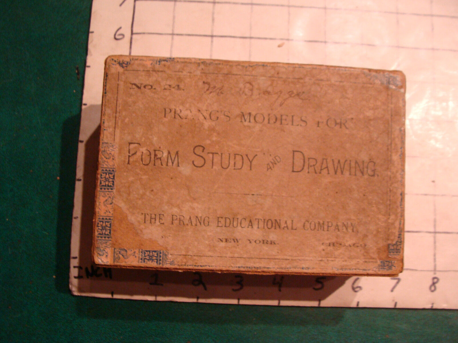 original 1800's PRANG'S MODELS FORM STUDY & DRAWING #24 in box hard wood & board