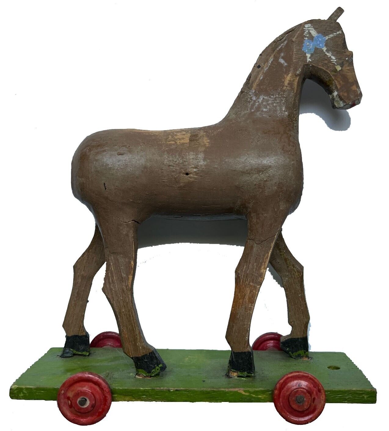 Late 1800s Pull Wood Painted Horse Toy Folk Art Primitive