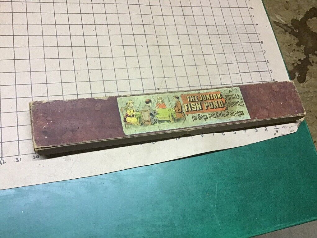 Vintage Wooden - 1800's Junior FISH POND in box, v early version,