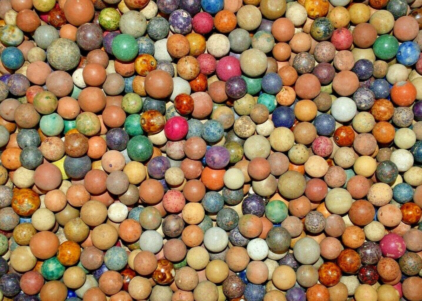 Antique 1800s Pre-Civil War era Clay Marbles Lot of 4 Size .500=1/2" + or - Mint