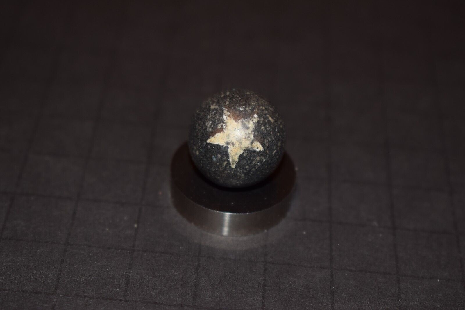 Victorin Era 1800's Antique Toy Star Fired Clay Marble Size .781"=25/32" VGC