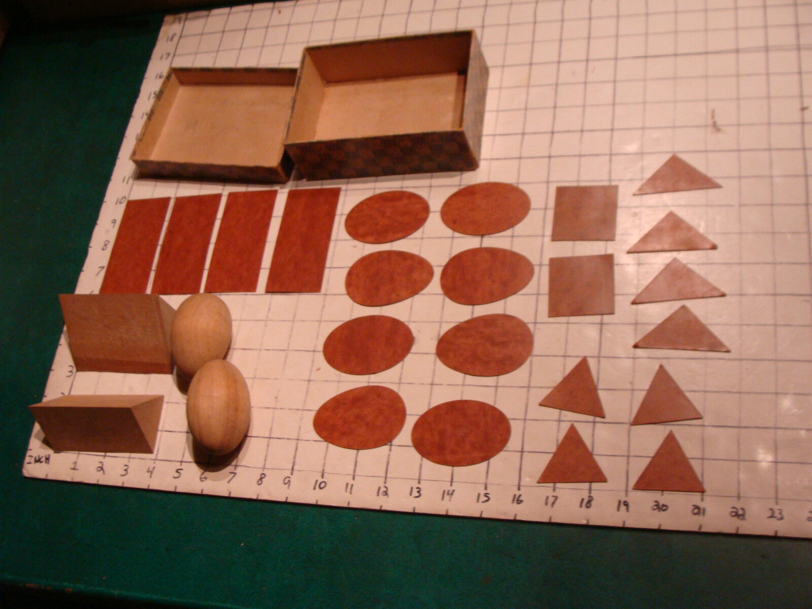 original 1800's PRANG'S MODELS FORM STUDY & DRAWING #24 in box hard wood & board