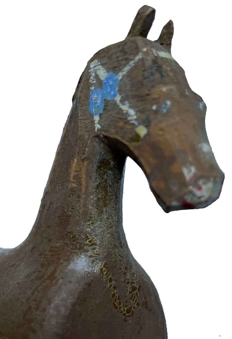 Late 1800s Pull Wood Painted Horse Toy Folk Art Primitive