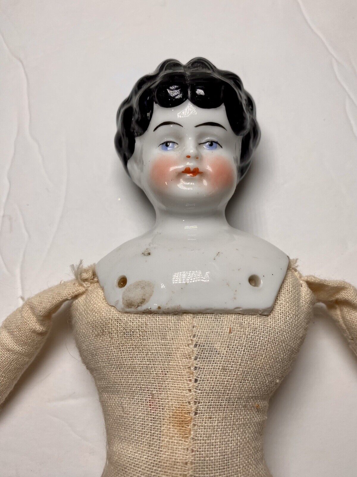 Antique Doll Made In Germany Cloth Body Porcelain Limbs Head 1900s