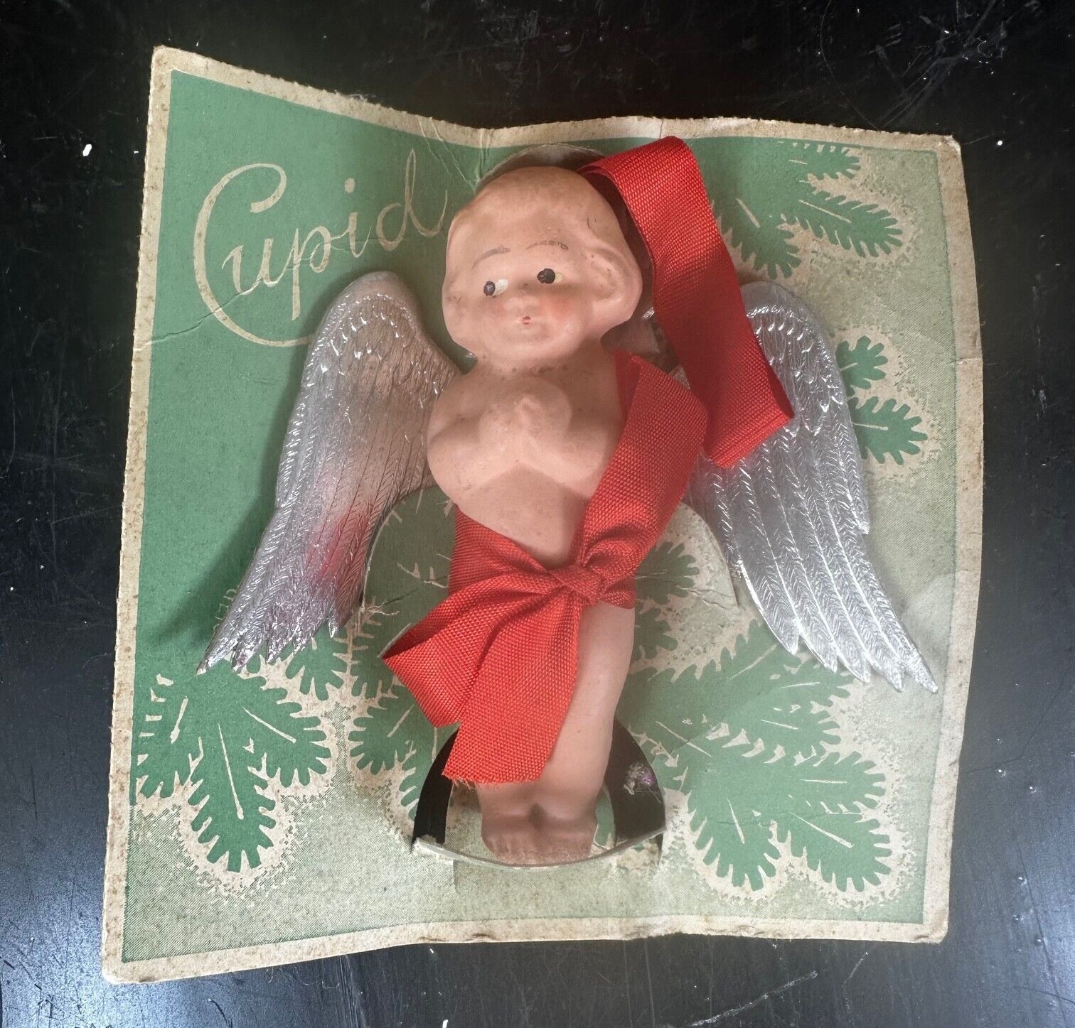1900 Bisque Cupid Doll Painted Face Original packaging Ornament Germany
