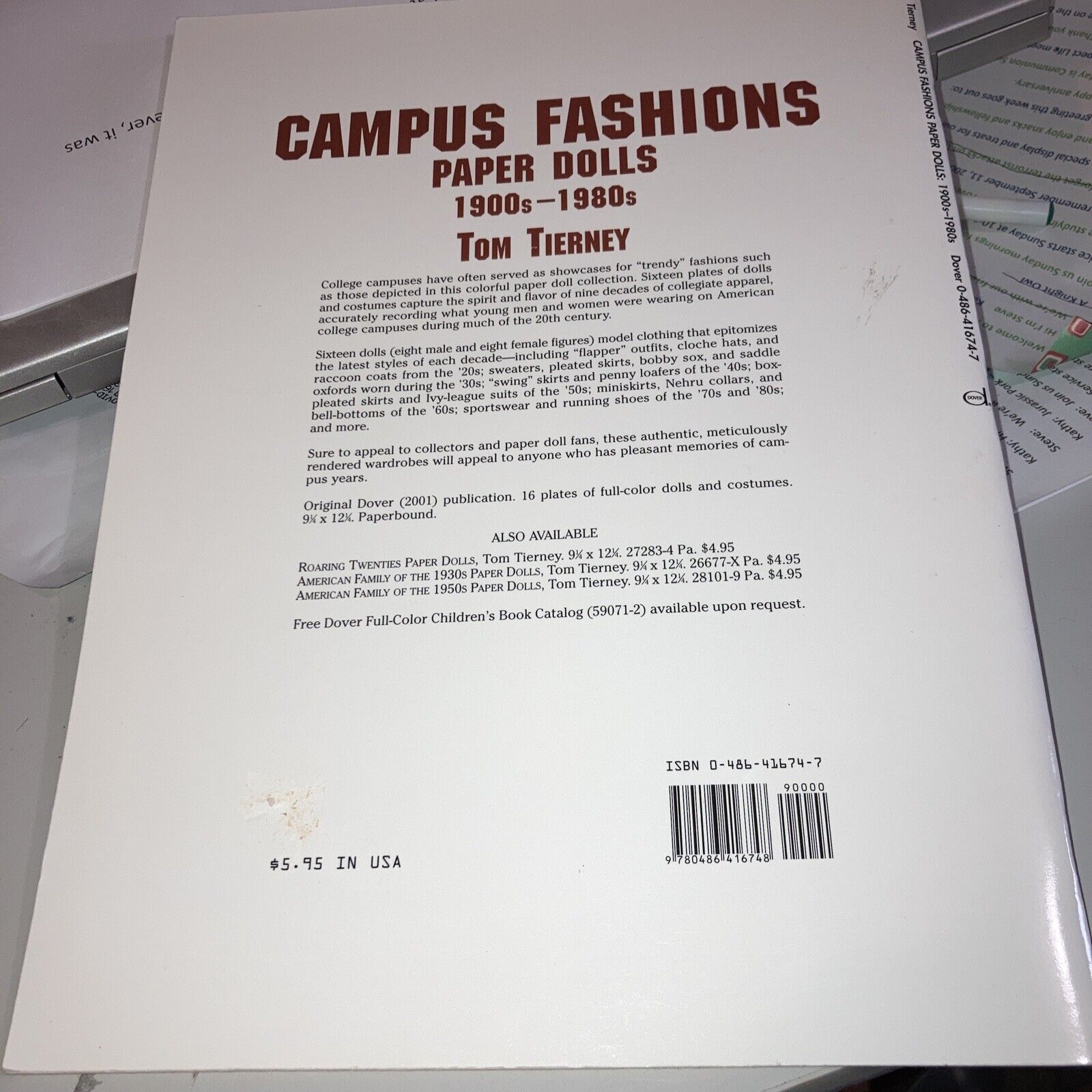 Campus Fashions Paper Dolls: 1900s to 1980s Tom Tierney PB Very Good 2001