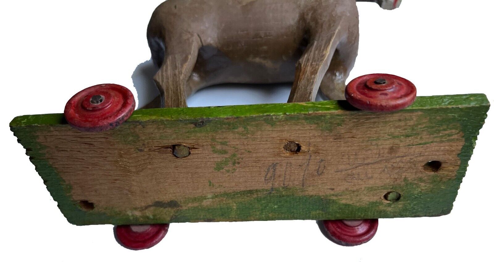 Late 1800s Pull Wood Painted Horse Toy Folk Art Primitive