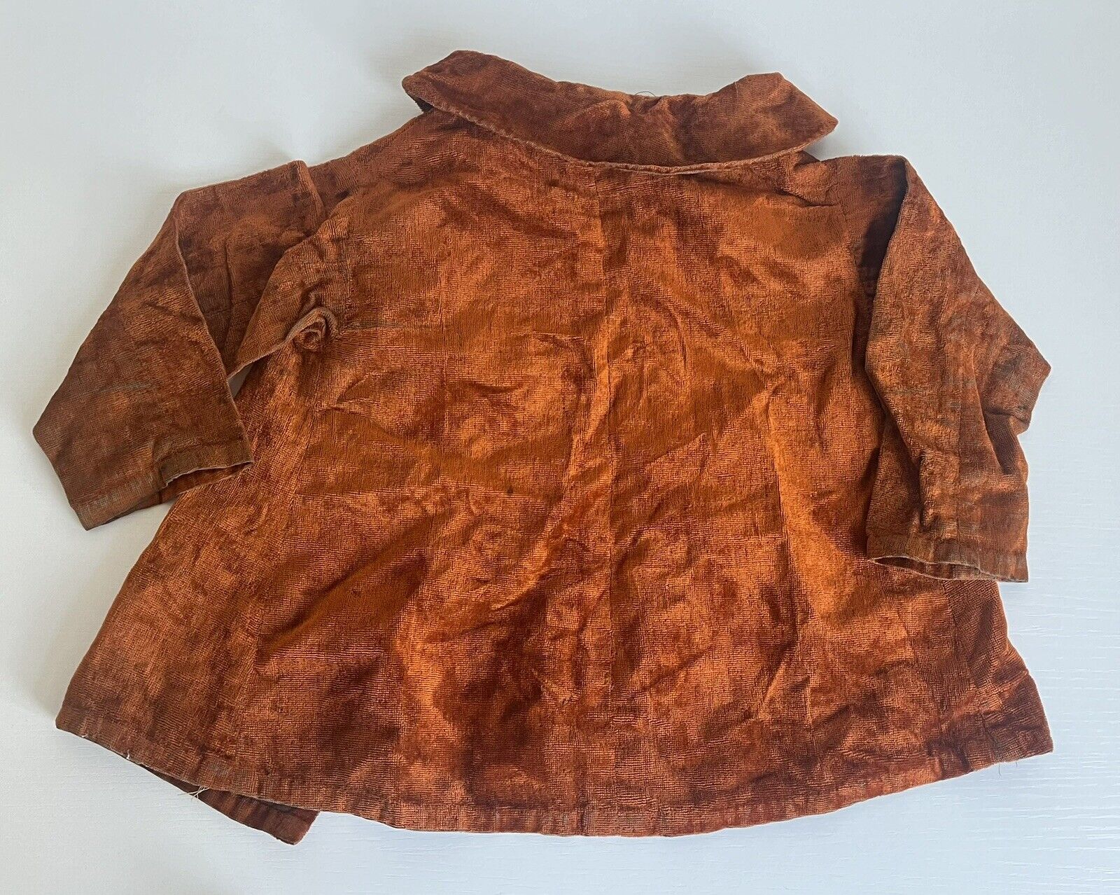 Antique Victorian Children's Burnt Orange Velvet Jacket, Edwardian Doll