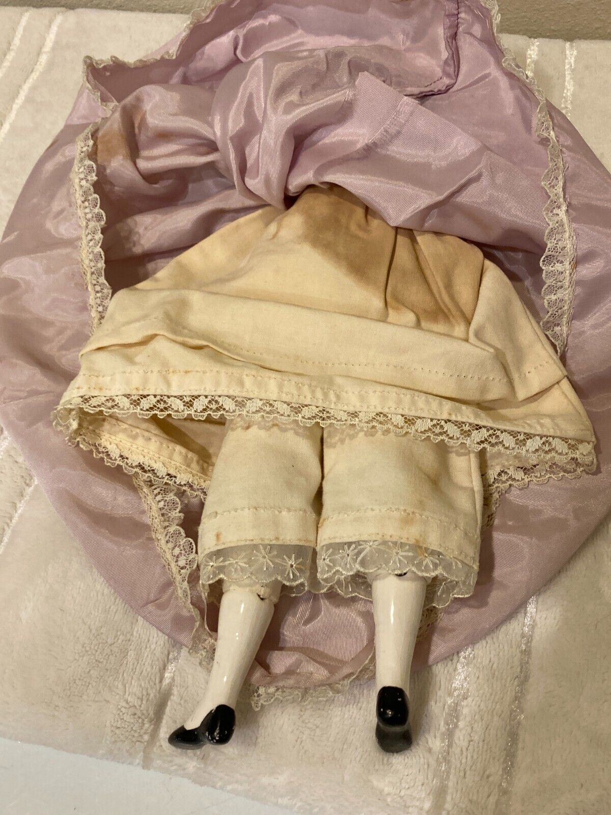 Vintage China Doll 14" 1900s Style Dress Collectible