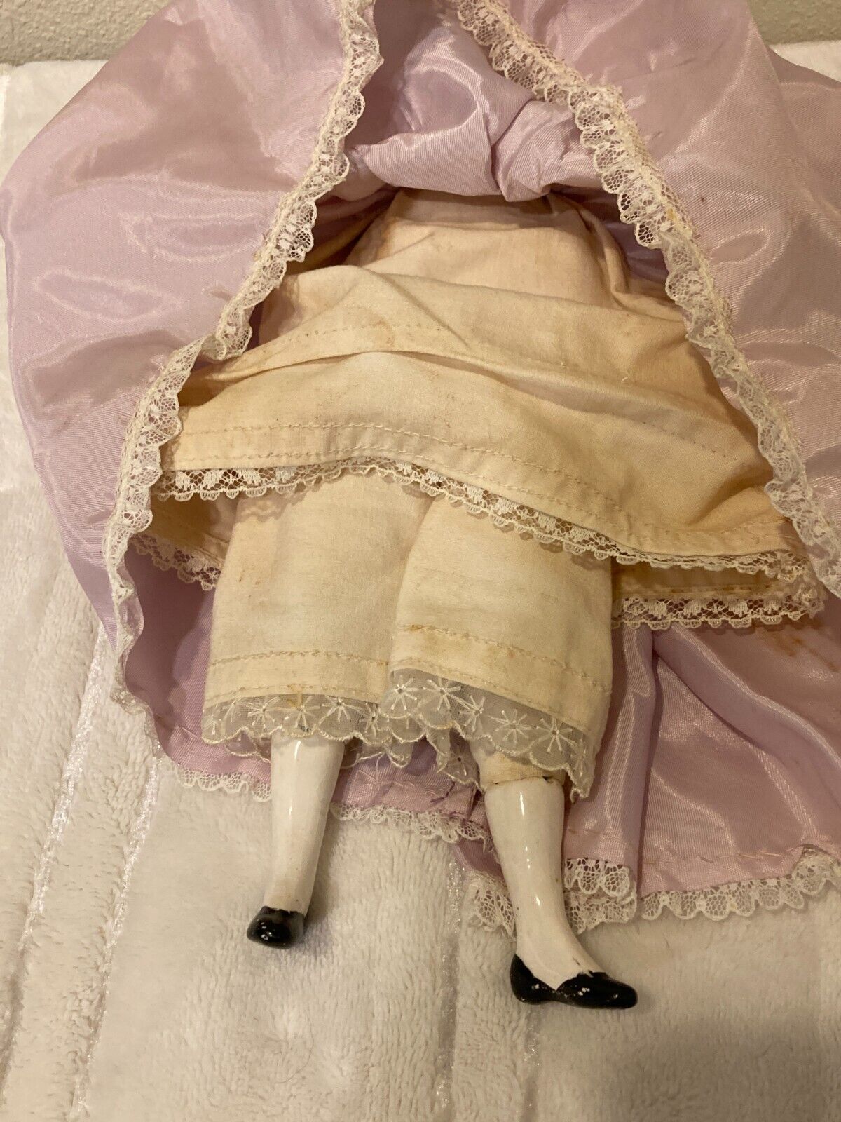 Vintage China Doll 14" 1900s Style Dress Collectible