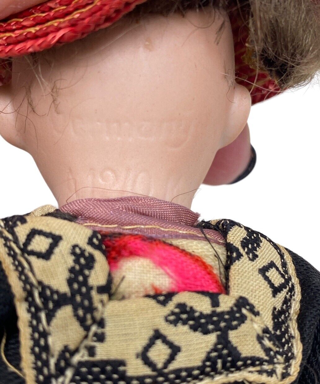 8” ANTIQUE BISQUE HEAD ARMAND MARSEILLE DOLL W/SLEEP EYES, ETHNIC COSTUME