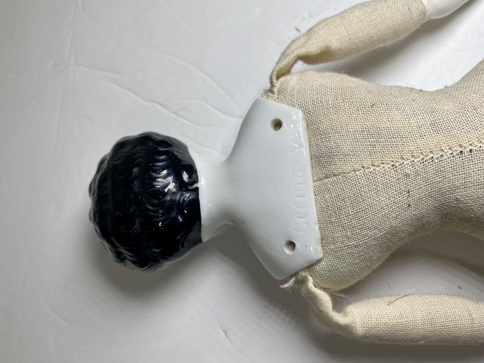 Antique Doll Made In Germany Cloth Body Porcelain Limbs Head 1900s