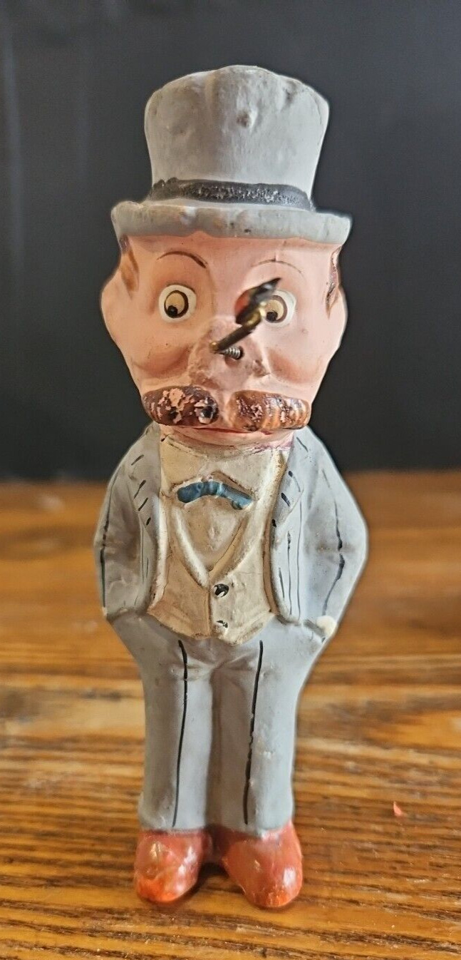 Antique Early 1900's Palmer Cox Composition Gentleman Doll with Ladybug Spring