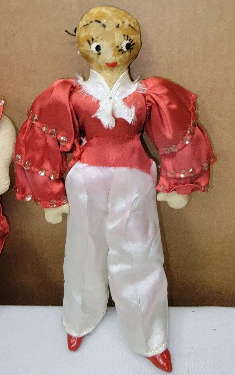Antique Early 1900s Spanish/Ethnic Pair of Composition Dolls [10 inches]