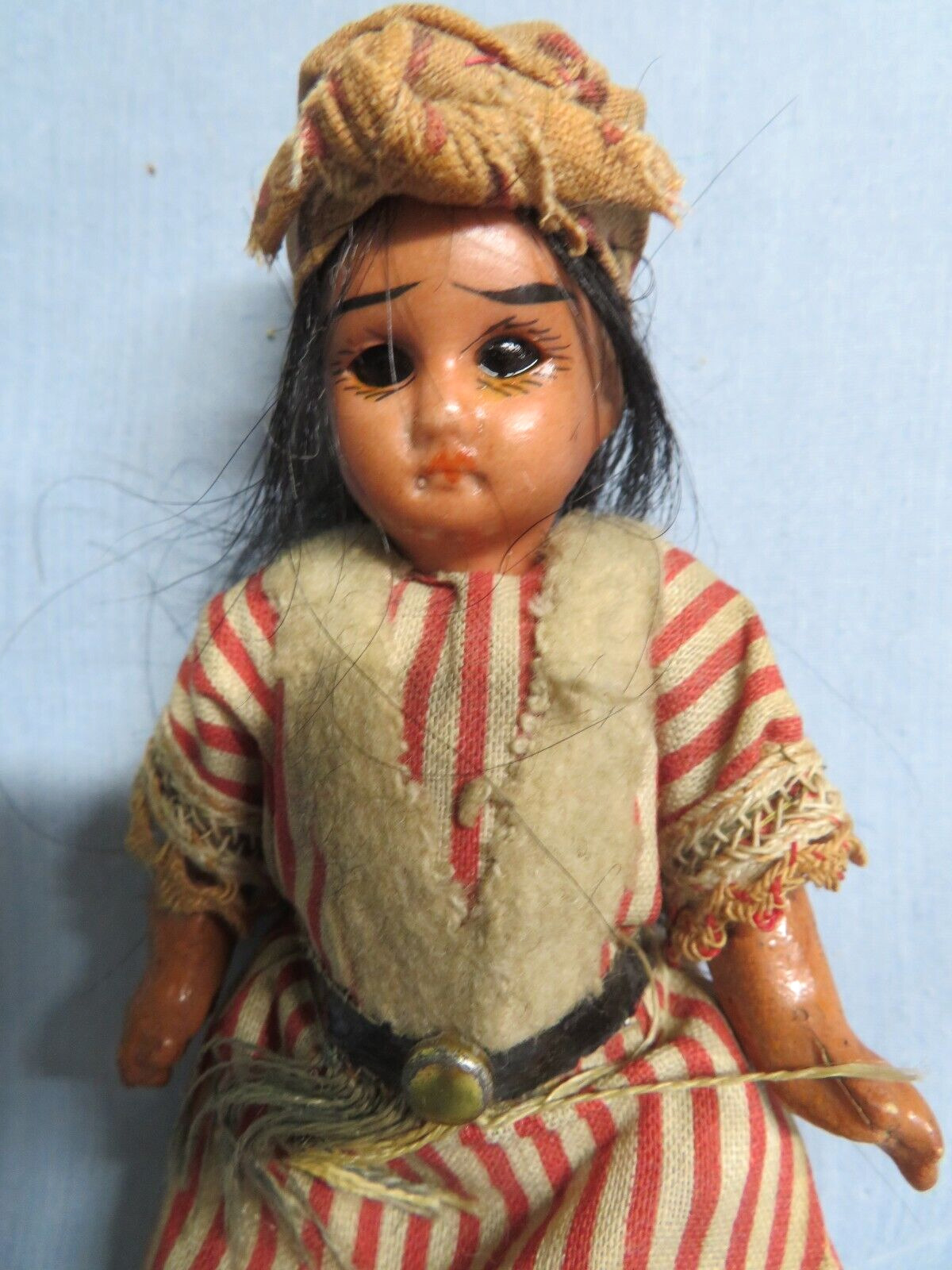 1900 BISQUE HEAD COMPOSITION BODY NATIVE AMERICAN INDIAN DOLL ARMAND MARSEILLE