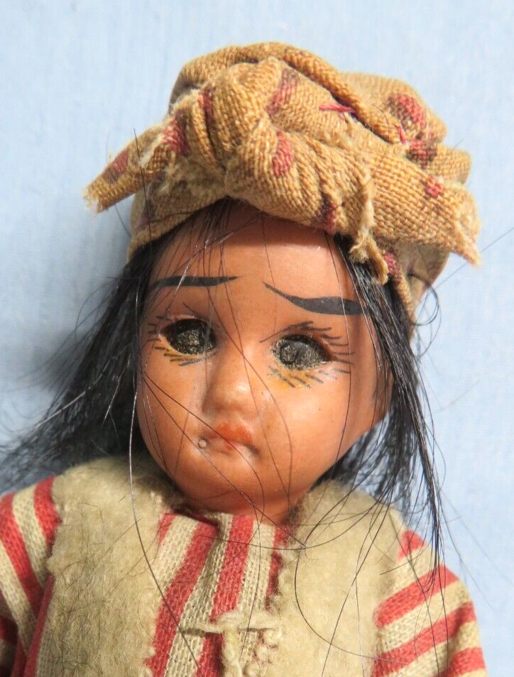 1900 BISQUE HEAD COMPOSITION BODY NATIVE AMERICAN INDIAN DOLL ARMAND MARSEILLE