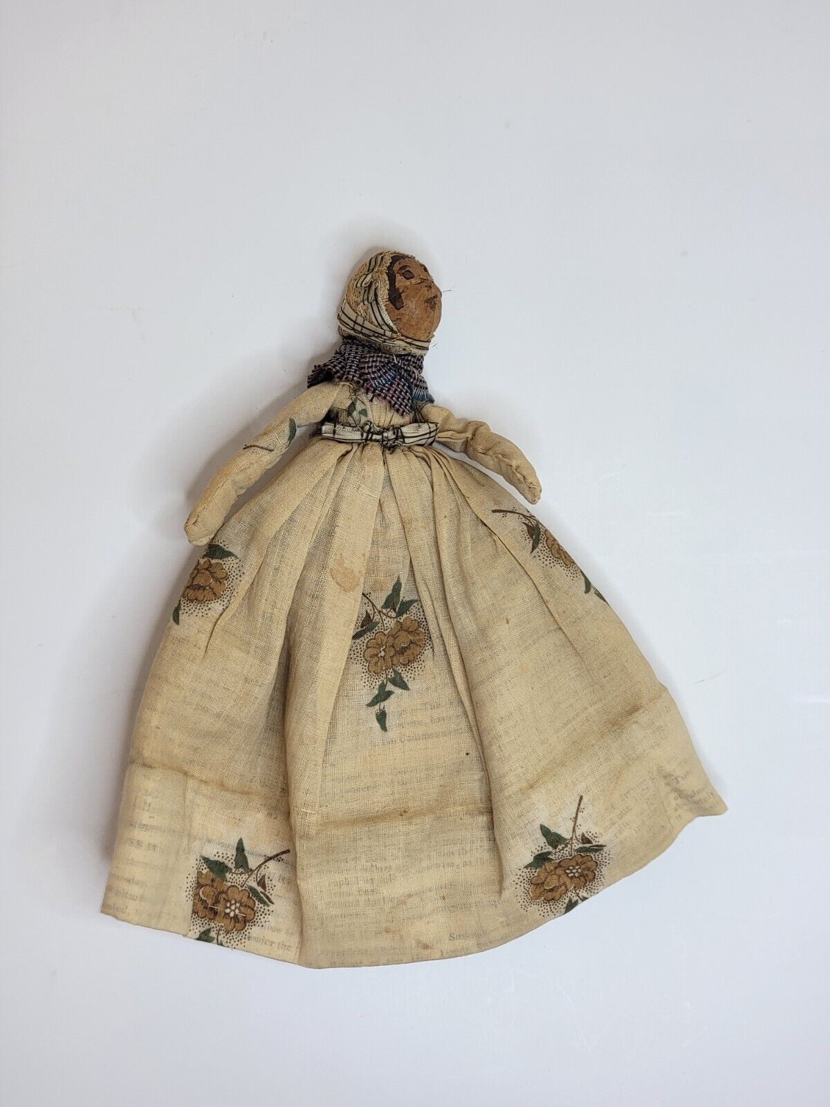 RARE Antique 1886 Handmade Doll Boston, Fabric, newspaper, 1800s