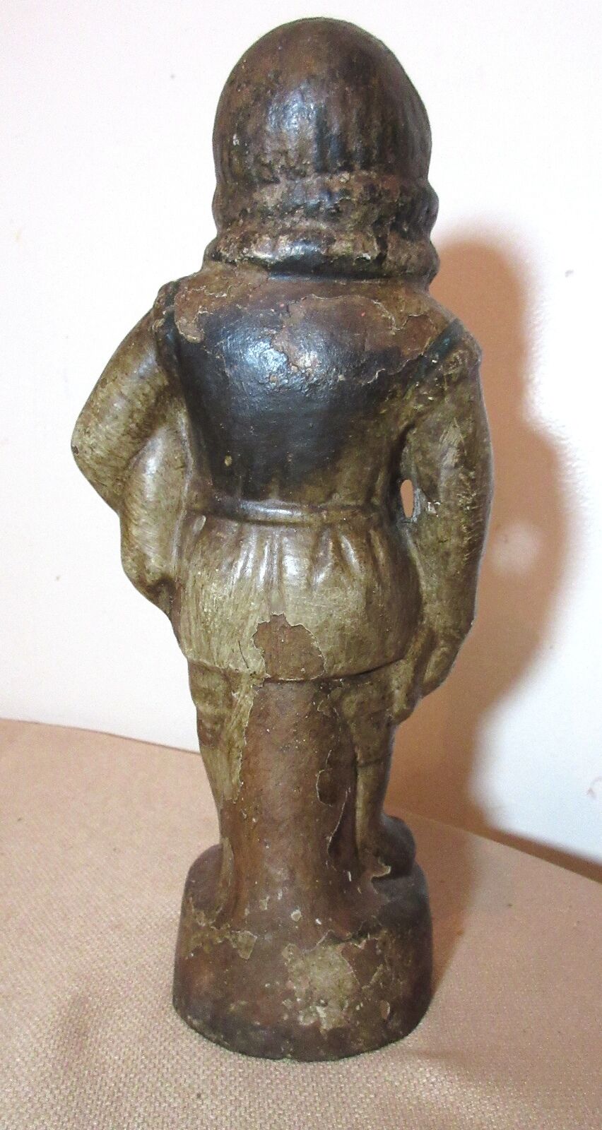 rare antique 1800s handmade polychromed terrcotta sculpture girl statue doll toy