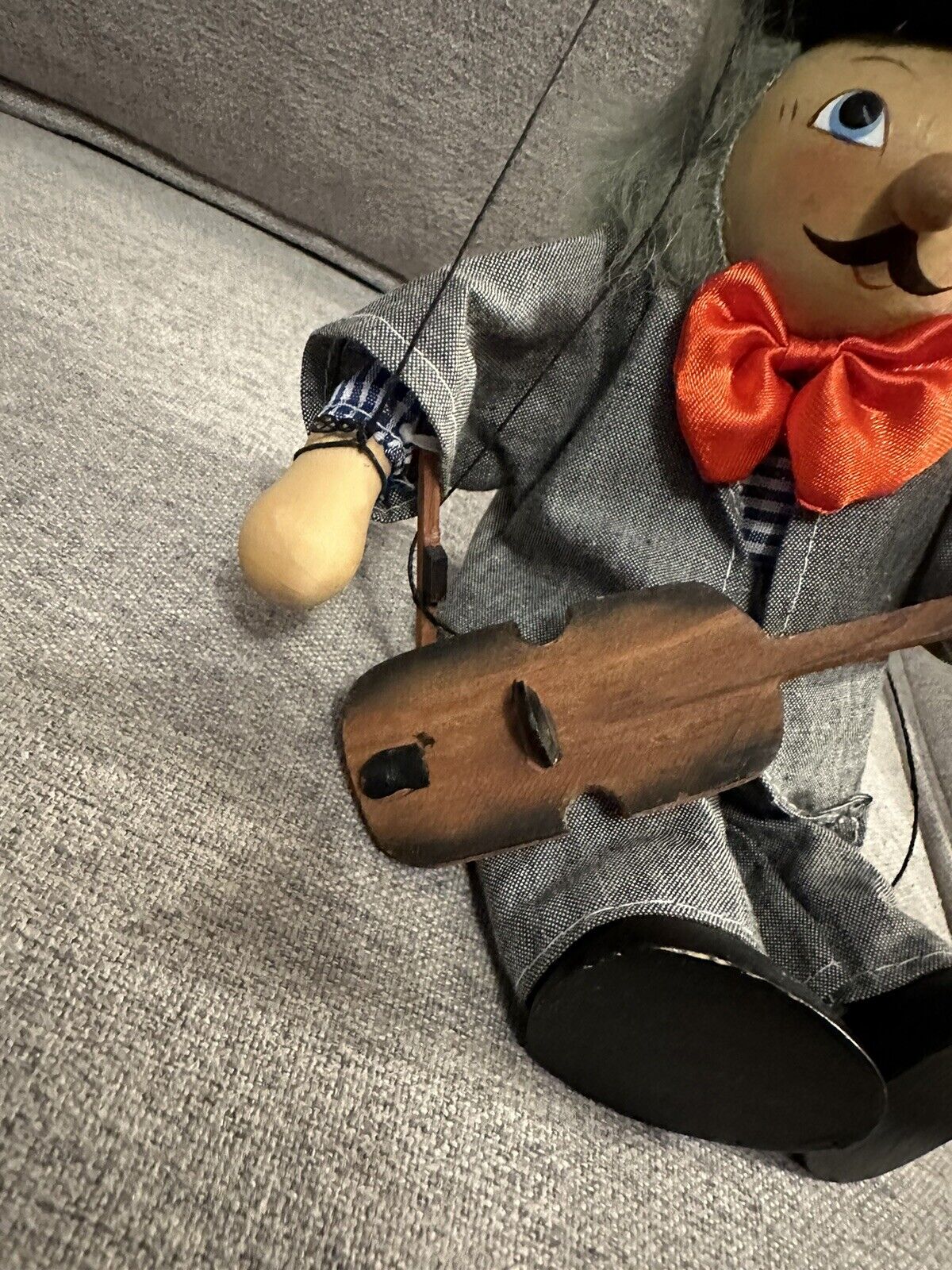 Antique Marionette Folk Puppet Vyroba Loutek CZECH Musician Violin Fiddler