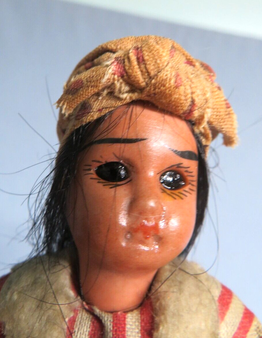 1900 BISQUE HEAD COMPOSITION BODY NATIVE AMERICAN INDIAN DOLL ARMAND MARSEILLE