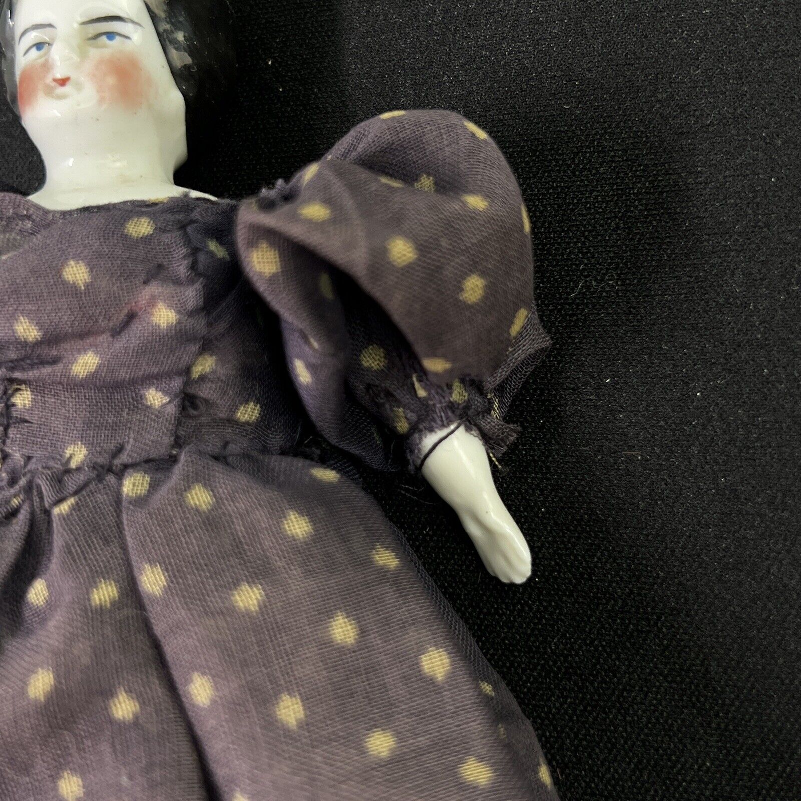 Antique Doll Made In Germany Cloth Body Porcelain Limbs Head 1900s 9”