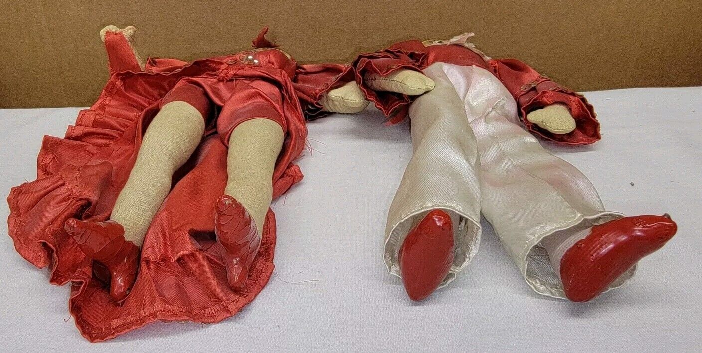 Antique Early 1900s Spanish/Ethnic Pair of Composition Dolls [10 inches]