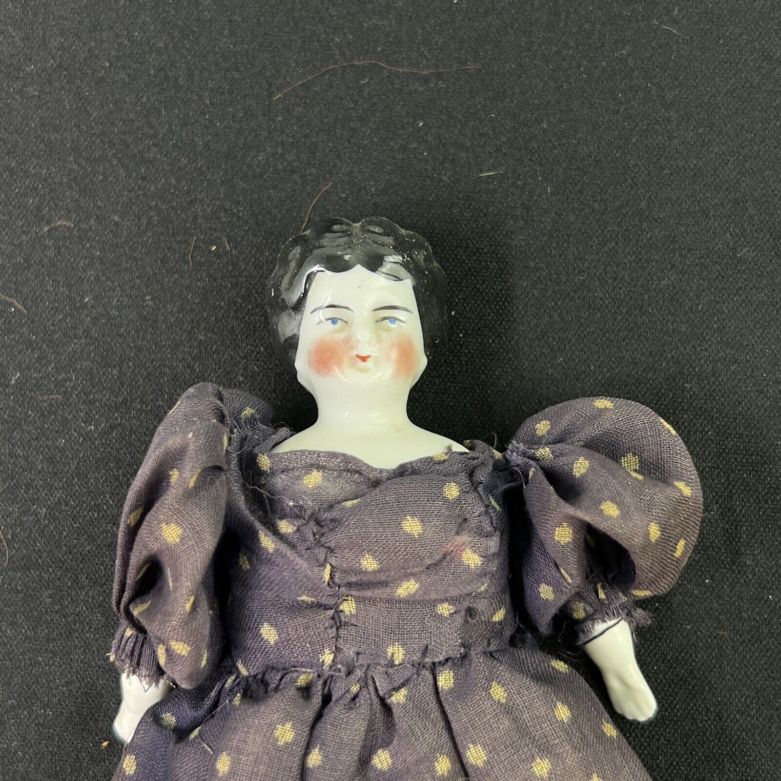 Antique Doll Made In Germany Cloth Body Porcelain Limbs Head 1900s 9”