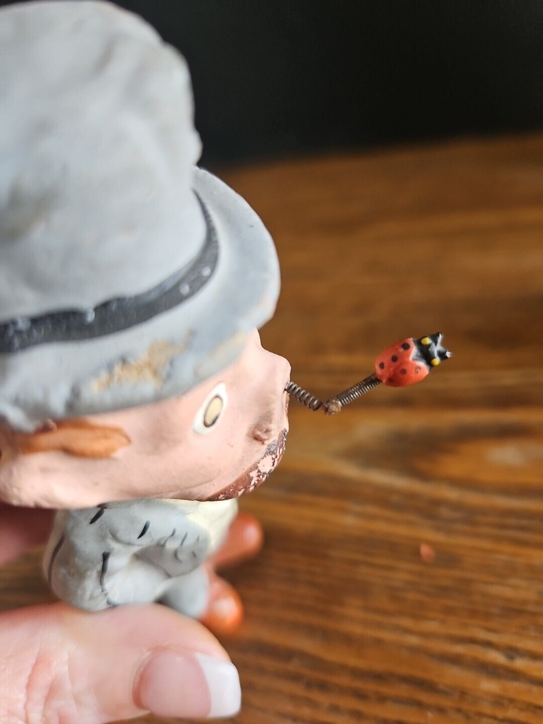 Antique Early 1900's Palmer Cox Composition Gentleman Doll with Ladybug Spring