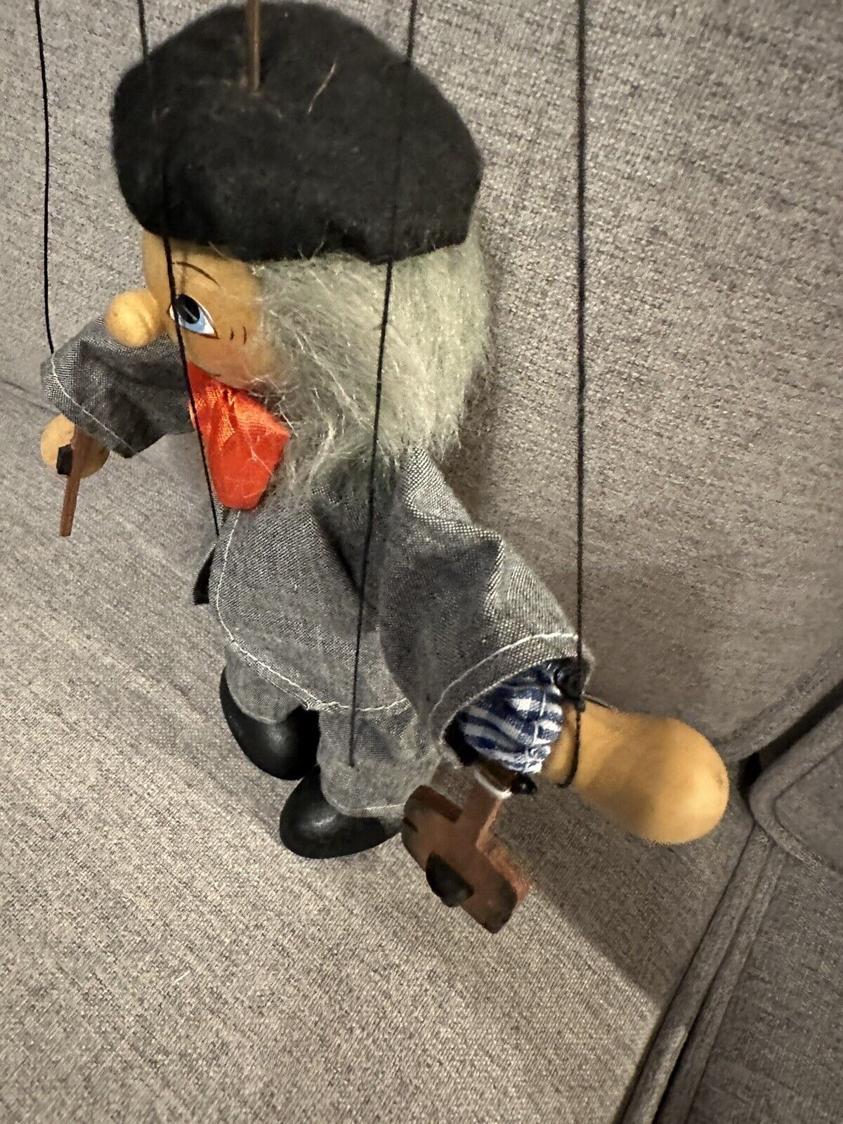 Antique Marionette Folk Puppet Vyroba Loutek CZECH Musician Violin Fiddler