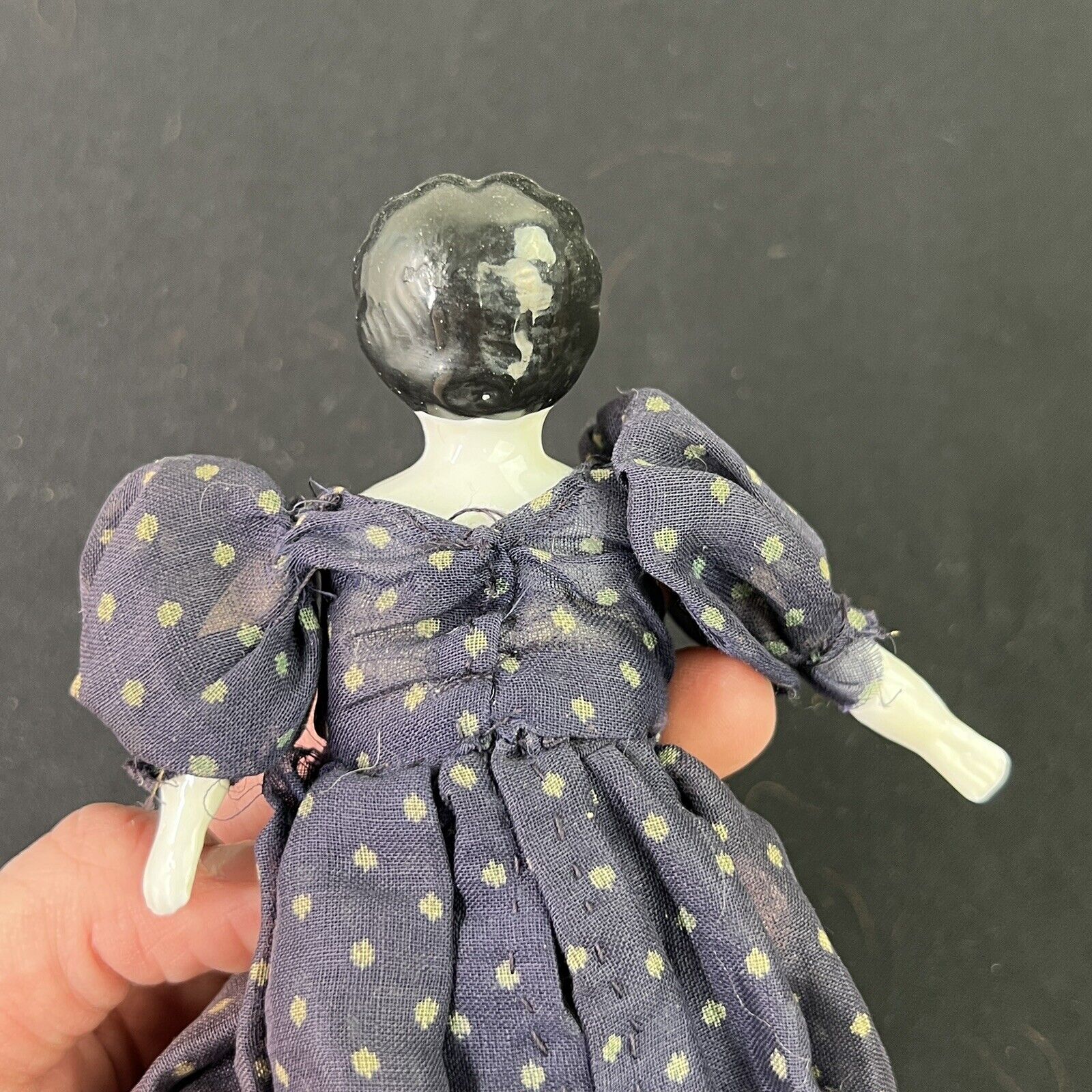 Antique Doll Made In Germany Cloth Body Porcelain Limbs Head 1900s 9”
