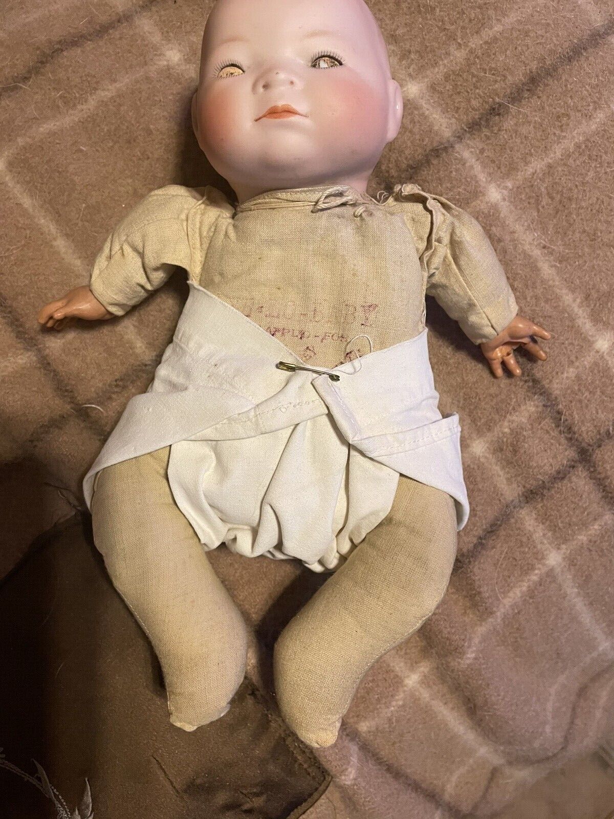 Antique Bye- Lo Bisque Head Baby Doll 11” tall. All Original. 1900's Circa