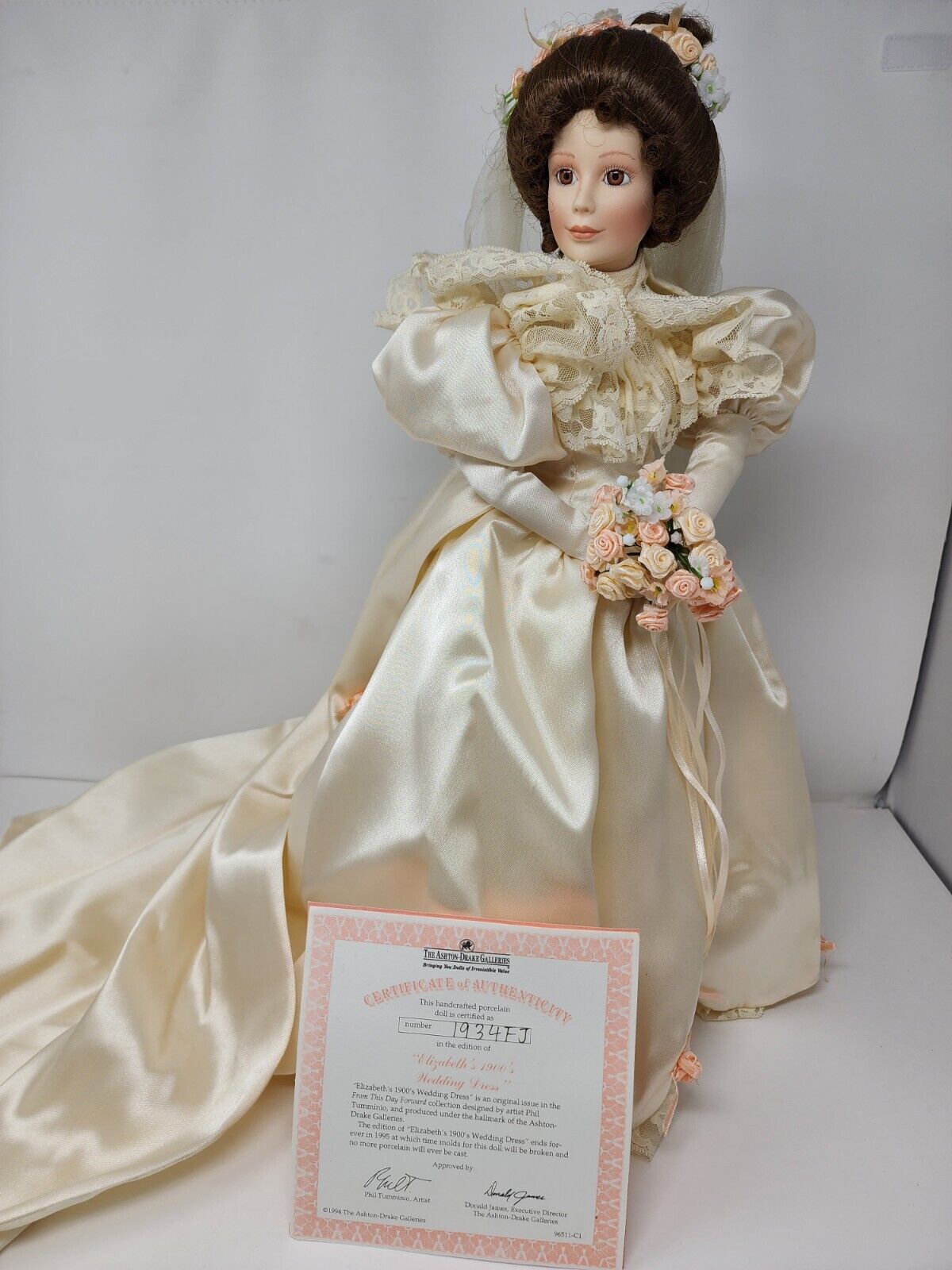 The Ashton Drake Galleries Elizabeth 1900's Wedding Dress Porcelain Doll