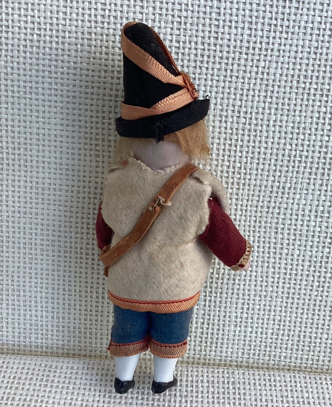 GERMAN ANTIQUE ALL BISQUE  BOY DOLL 5” TALL   GLASS EYES ALL ORIGINAL CLOTHING