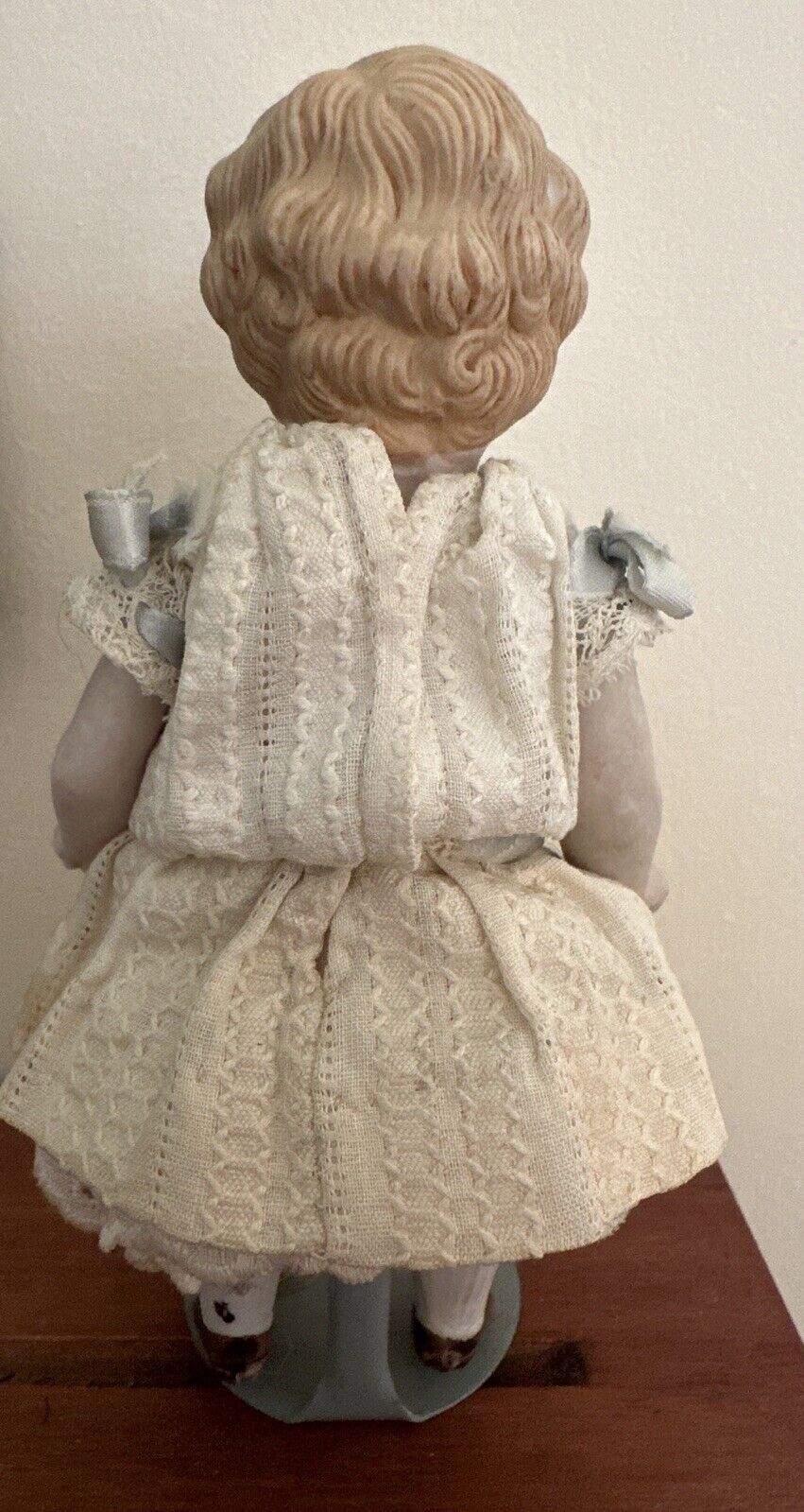 Antique 1890s German All Bisque Doll Jointed Arms & Legs Molded Blonde Hair 6”