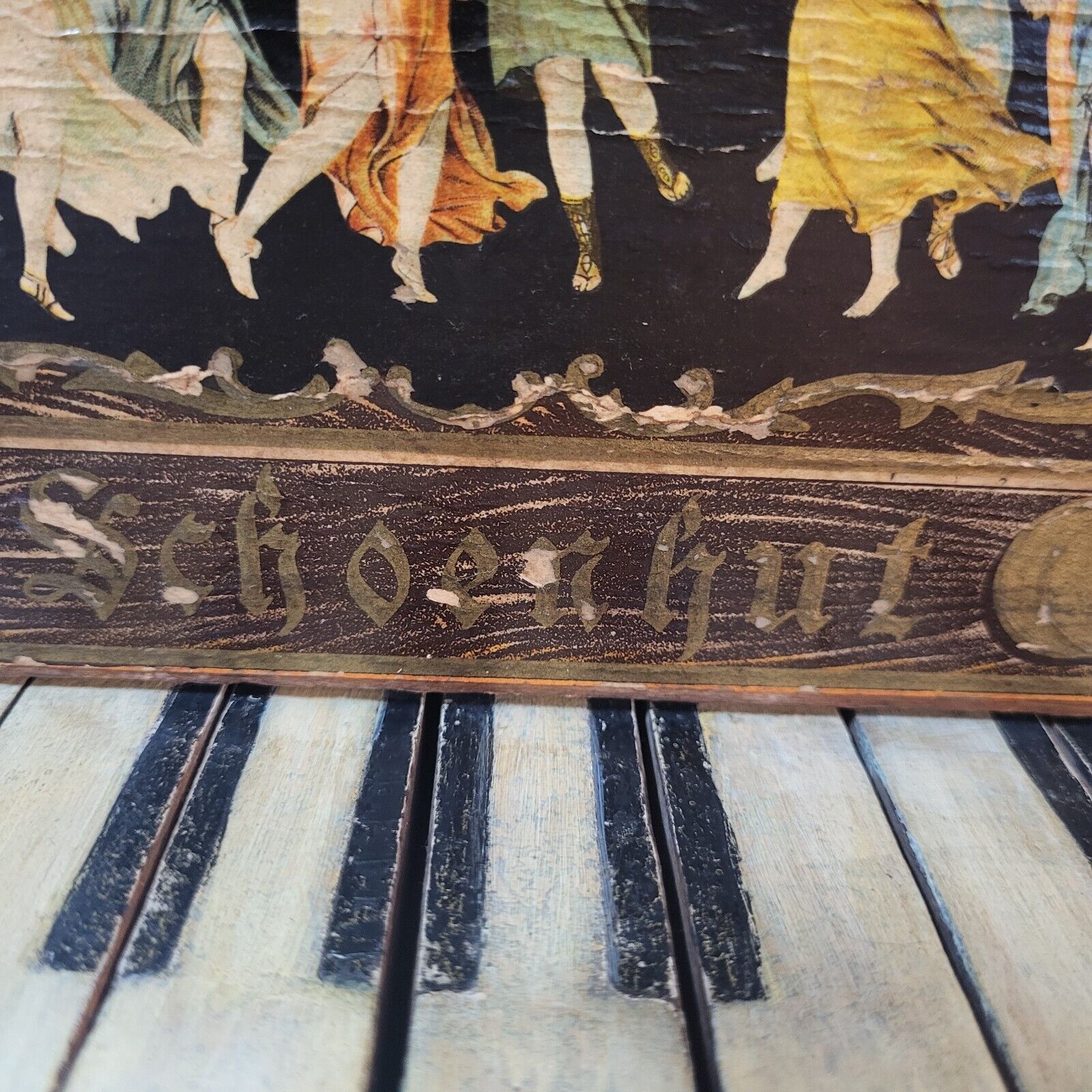 Antique Schoenhut Piano Child's Toy Piano Cherubs Ladies 1800'S Estate 13.5"H