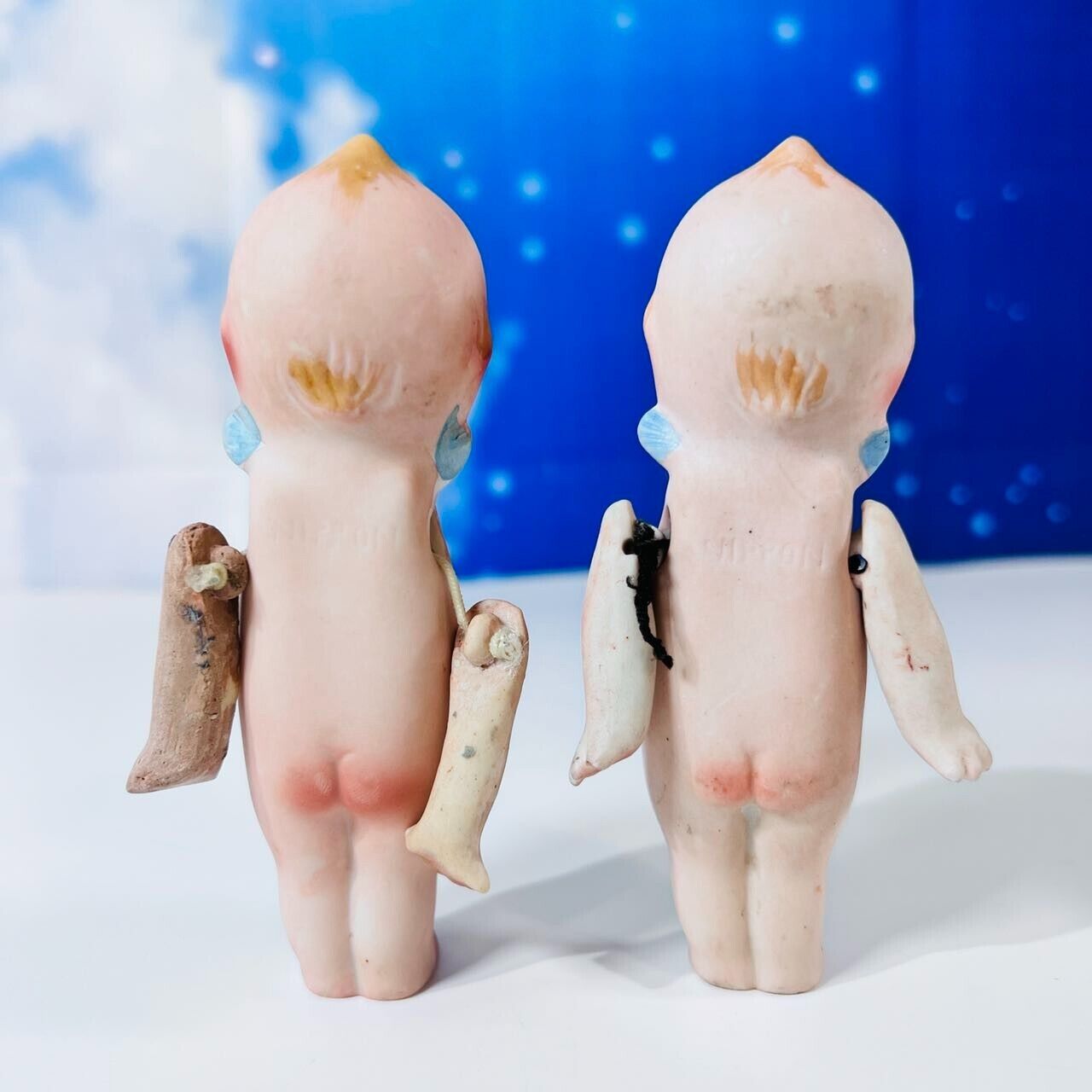 Antique 1900s Pair of  Bisque Rose O' Neill Kewpie Doll Signed Jointed Arms