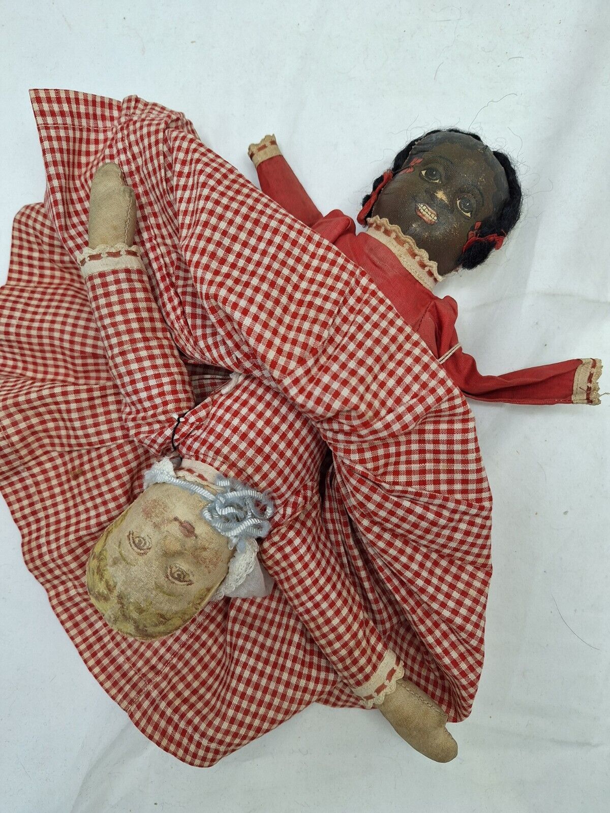 Antique 12" Topsy Turvy Doll w/Losses Bruckner NJ USA c1900 As Found