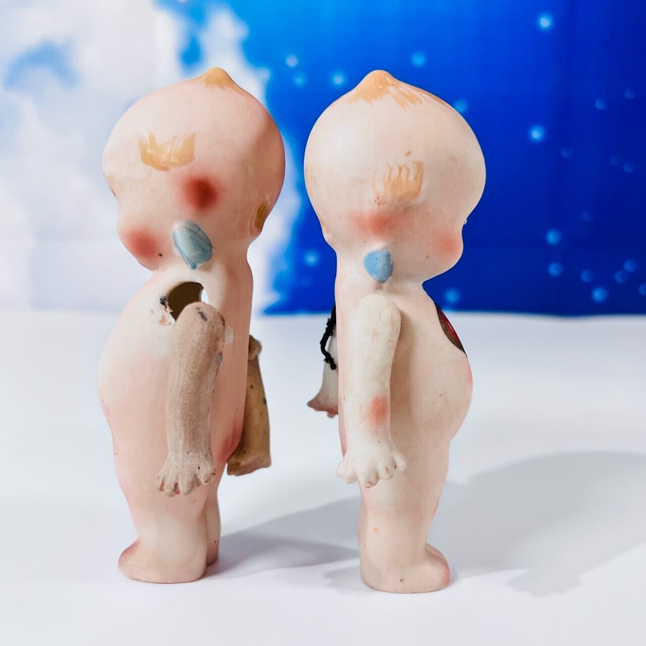Antique 1900s Pair of  Bisque Rose O' Neill Kewpie Doll Signed Jointed Arms