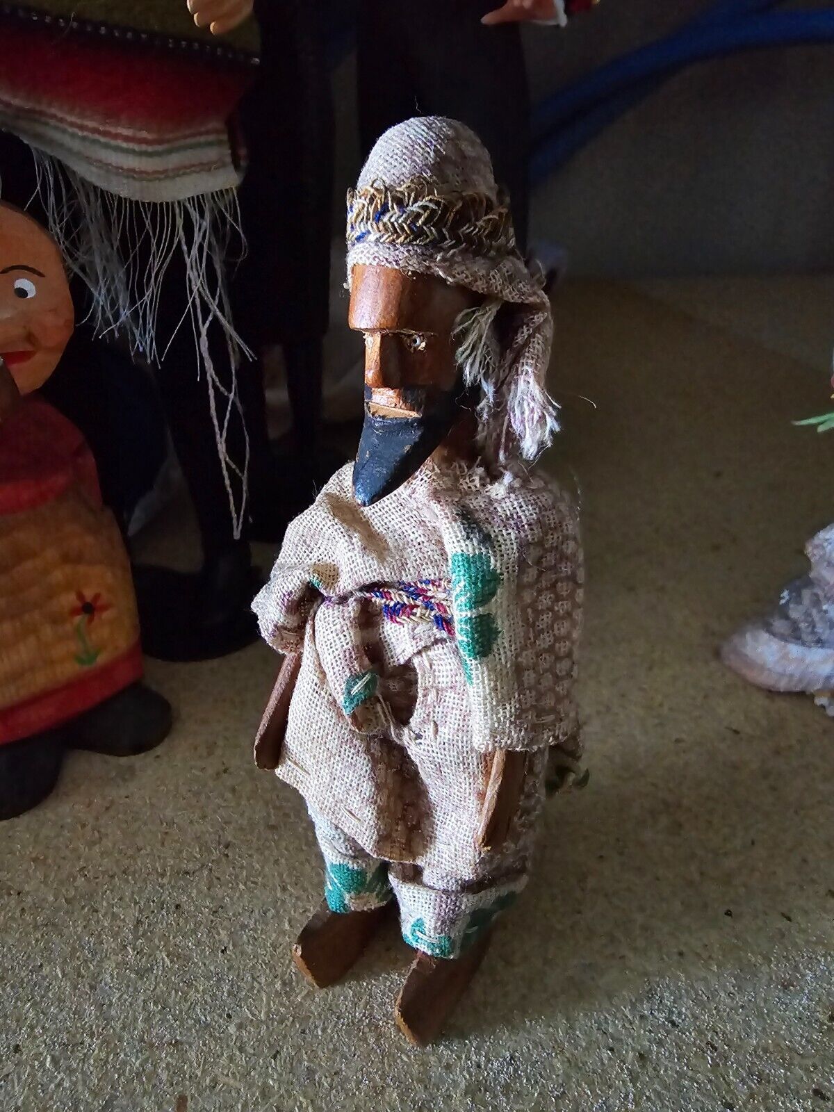 5 PIECES Various Vintage Wooden Dolls Mid 1900s Hand Carved Unknown Origin
