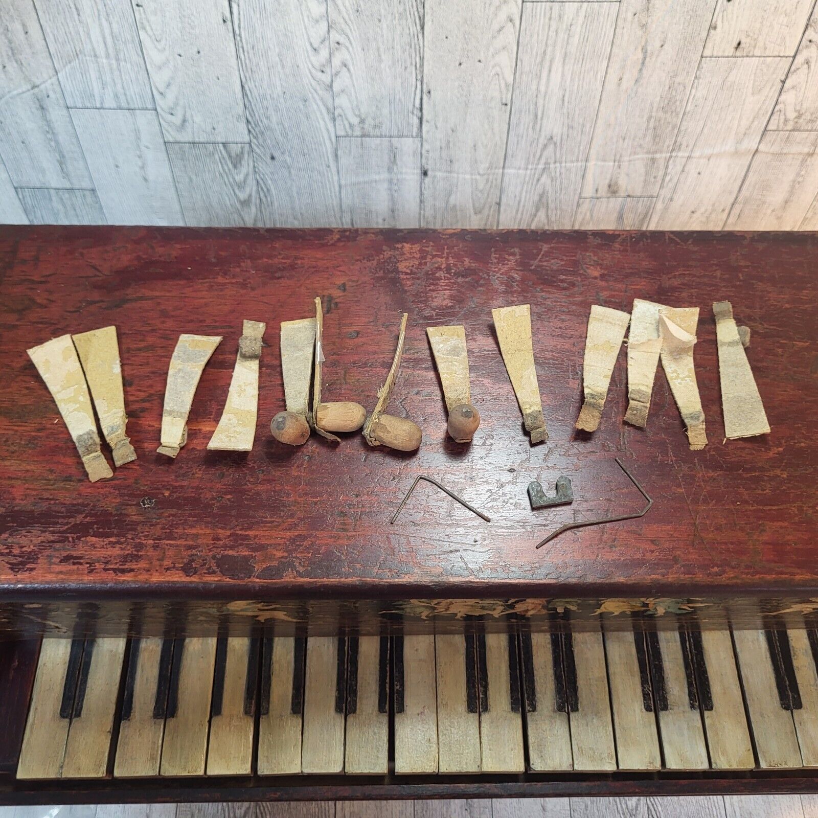 Antique Schoenhut Piano Child's Toy Piano Cherubs Ladies 1800'S Estate 13.5"H