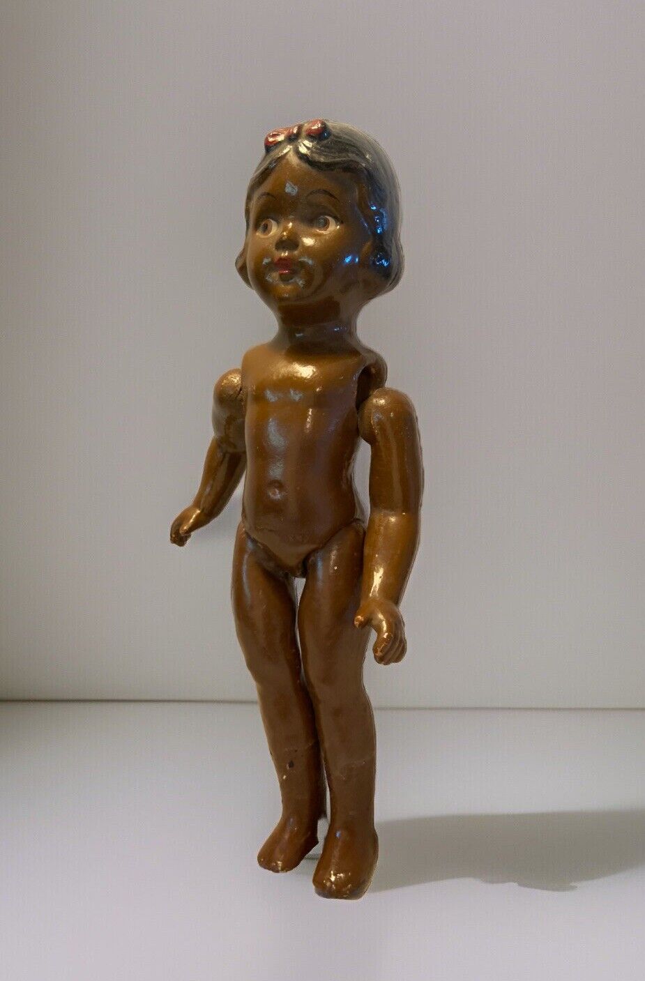 Antique 1900’s Black American Composition 13.5” Girl Doll