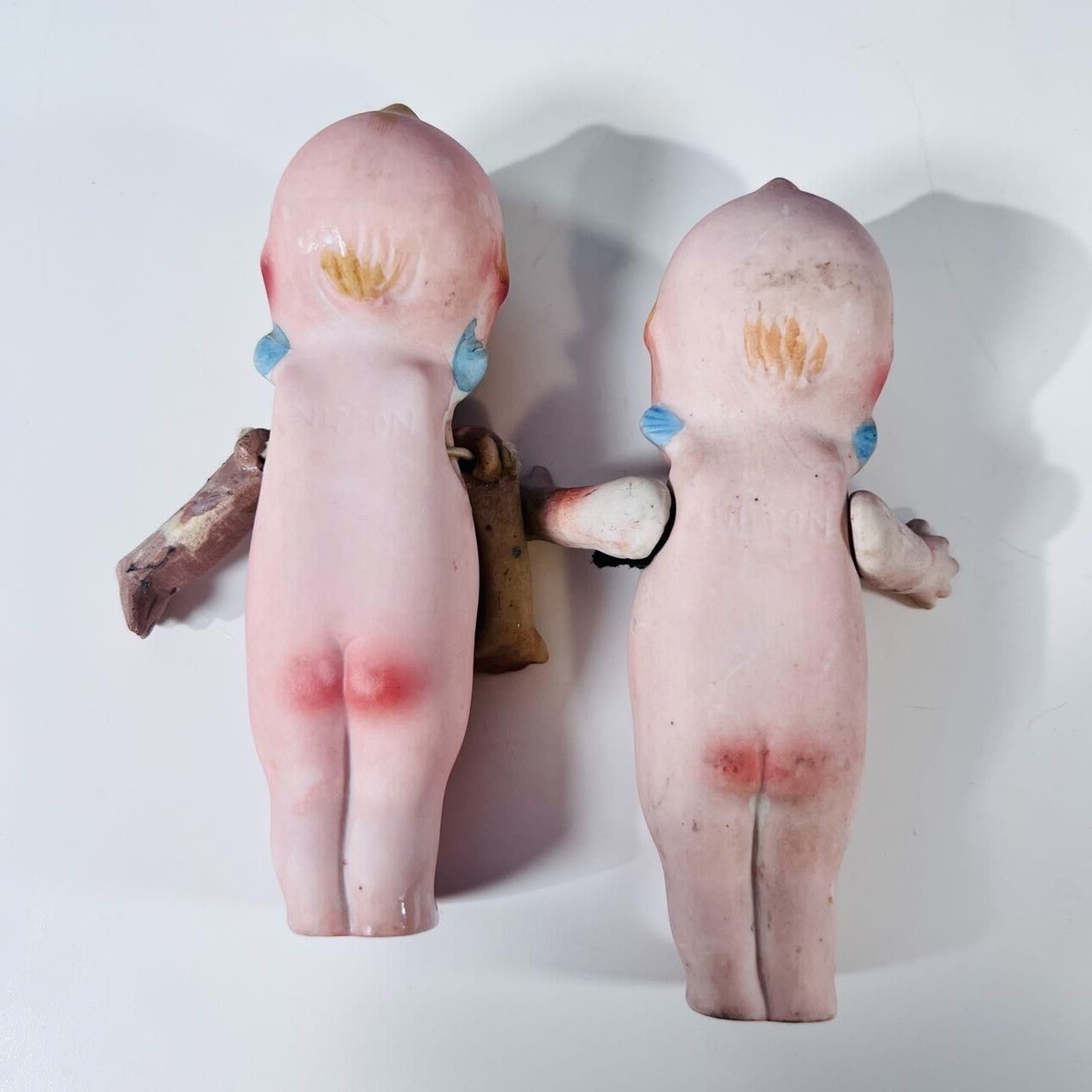 Antique 1900s Pair of  Bisque Rose O' Neill Kewpie Doll Signed Jointed Arms