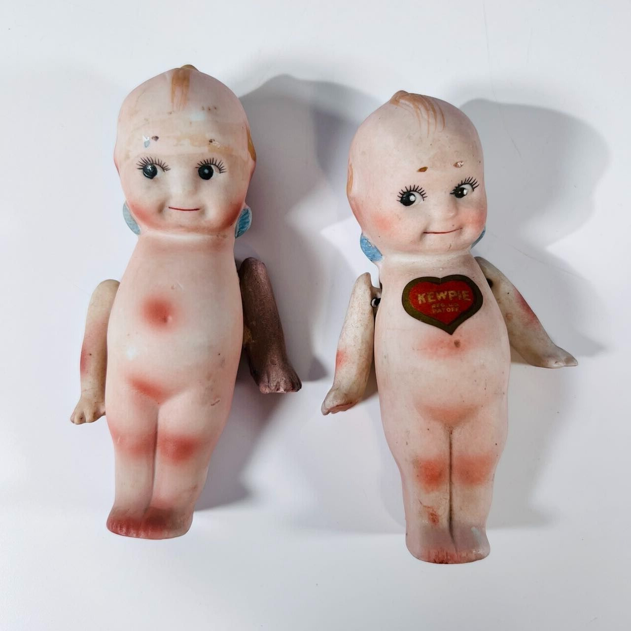 Antique 1900s Pair of  Bisque Rose O' Neill Kewpie Doll Signed Jointed Arms