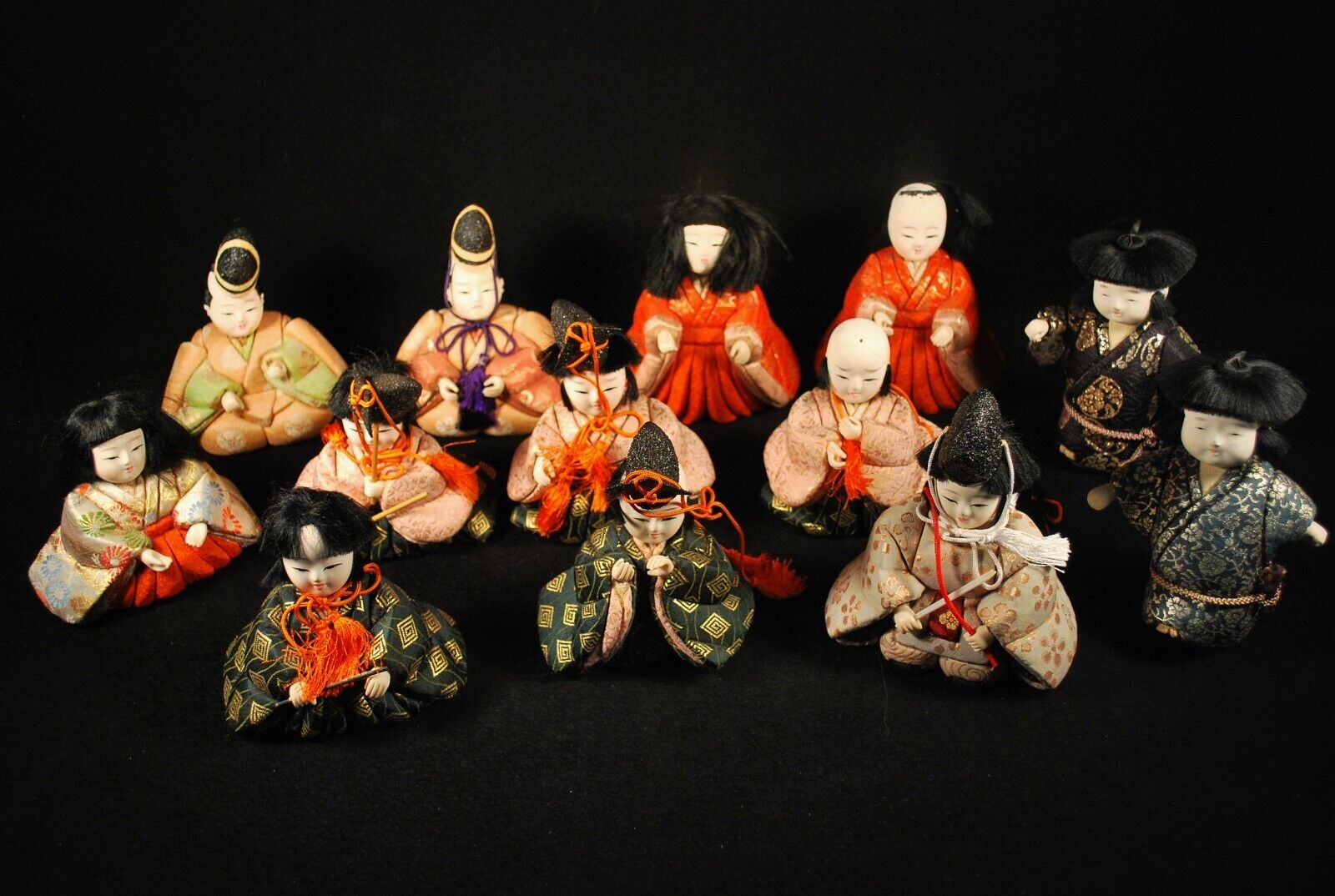 13 VINTAGE MID 1900'S JAPANESE KIMEKOMI HINA NINGYO DOLLS / LOT